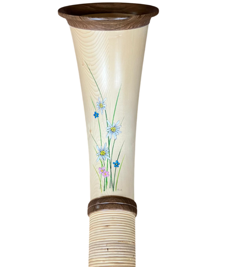 peinture sur cor des alpes bouquet floral