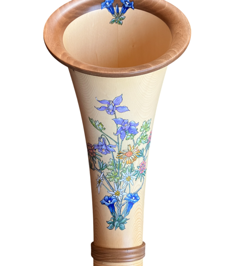 peinture sur cor des alpes bouquet floral